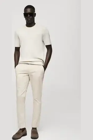 MANGO Cotton tapered crop pants /pastel grey - 29 - Men