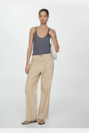 MANGO Elastic waist cotton pants - XS - Women