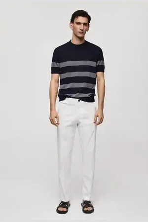 MANGO Regular fit structure cotton trousers - 30 - Men