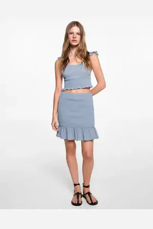 MANGO Ruched cotton top - XXS - Teenage girl