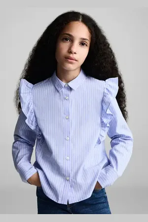 MANGO Ruffled cotton shirt - 6 - Kids