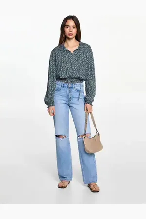 MANGO Printed blouse - XXS - Teenage girl