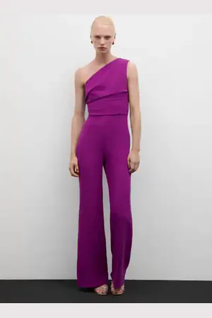 MANGO Asymmetrical jumpsuit with draped detail - XXS - Women