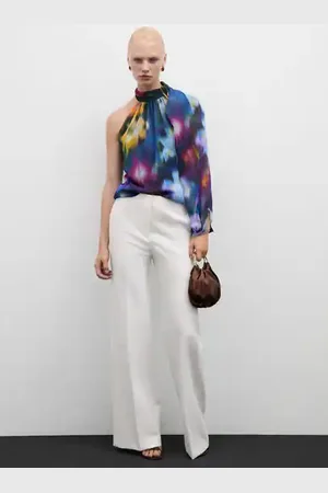 MANGO Asymmetrical printed blouse - 0 - Women