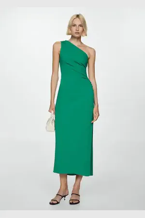 MANGO Asymmetric dress with draped details - 0 - Women