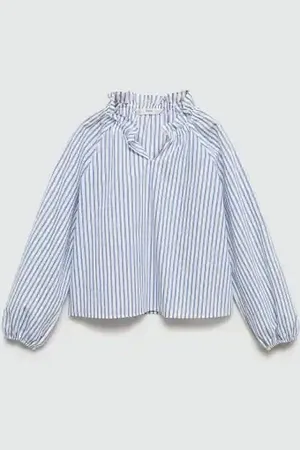 MANGO Ruched detail striped blouse - 6 - Kids
