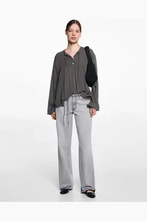 MANGO Fluid blouse with neck tie - XXS - Teenage girl