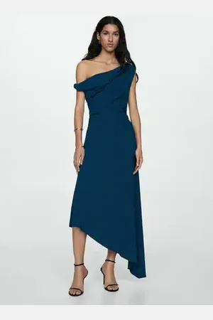 MANGO Asymmetrical pleated dress - 4 - Women
