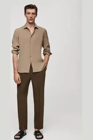 MANGO Regular fit tencel shirt - XS - Men