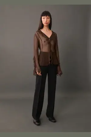 MANGO Semi-transparent ruffled blouse - 4 - Women