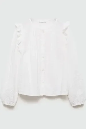 MANGO Frills embroidered shirt - 6 - Kids