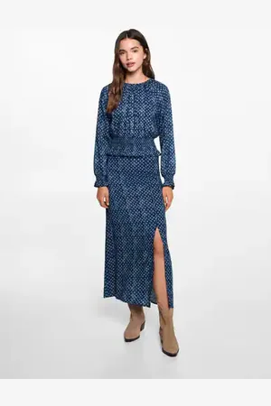 MANGO Ruched printed blouse - XXS - Teenage girl
