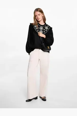 MANGO Fluid blouse with embroidered details - XXS - Teenage girl