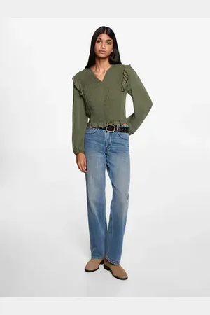 MANGO Ruched blouse with ruffles - XXS - Teenage girl