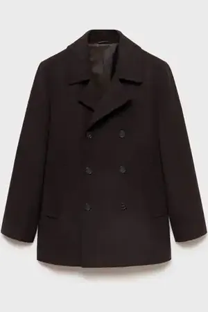 MANGO Wool double-breasted coat with buttons - S - Men