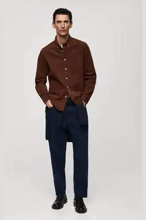 MANGO Classic-fit micro-corduroy shirt - M - Men