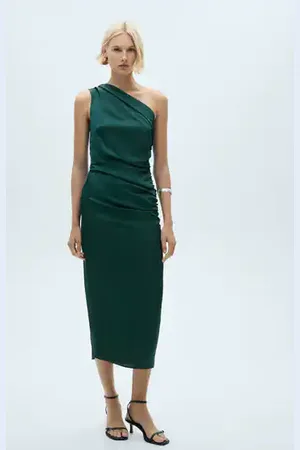 MANGO Asymmetrical pleated dress - 0 - Women