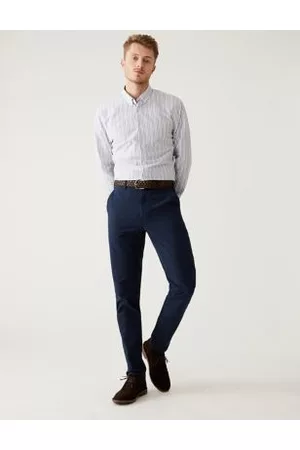 Marks & Spencer Men Chinos - Slim Fit Textured Belted Chinos