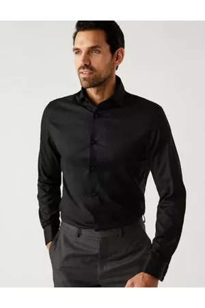 M&S Sartorial Shirts - Tailored Fit Pure Cotton Herringbone Shirt