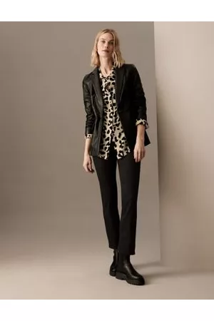 Autograph Women Shirts - Pure Cupro Animal Print Collared Shirt