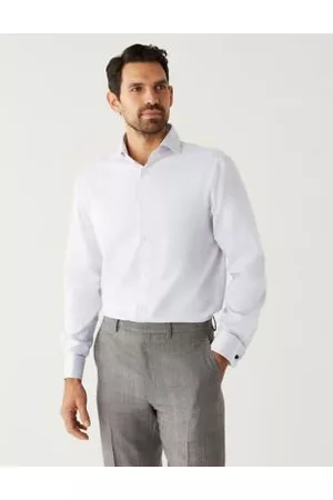 M&S Sartorial Regular Fit Pure Cotton Herringbone Shirt