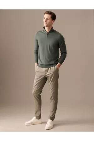 Autograph Tapered Fit Pleat Front Stretch Chinos