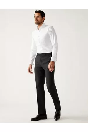 M&S Sartorial Twill shirts - Slim Fit Easy Iron Herringbone Shirt