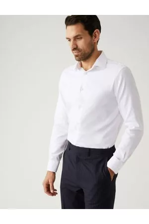 M&S Sartorial Twill shirts - Tailored Fit Pure Cotton Herringbone Shirt