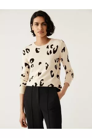 Marks & Spencer Women Sweaters - Supersoft Animal Print Crew Neck Jumper