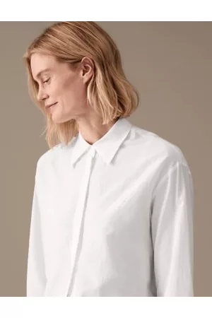 Autograph Women Long Sleeved Shirts - Silk Blend Collared Long Sleeve Shirt