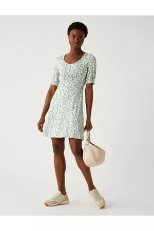 Marks & Spencer Women Casual Dresses - Jersey Printed Scoop Neck Mini Skater Dress
