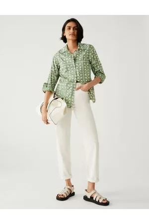 Marks & Spencer Women Tops - Pure Cotton Printed Collared Shirt