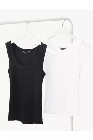 Marks & Spencer Women Tank Tops - 2pk Cotton Rich Ribbed Vests