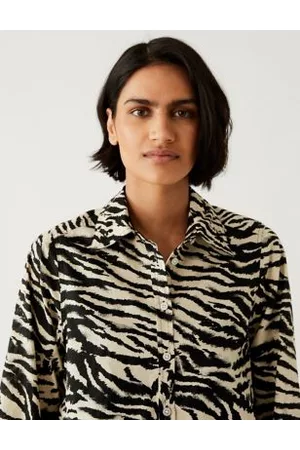 Marks & Spencer Women Tops - Pure Cotton Printed Collared Shirt