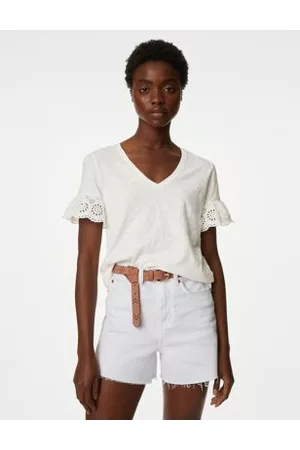 Marks & Spencer Women Tops - Pure Cotton Broderie Top