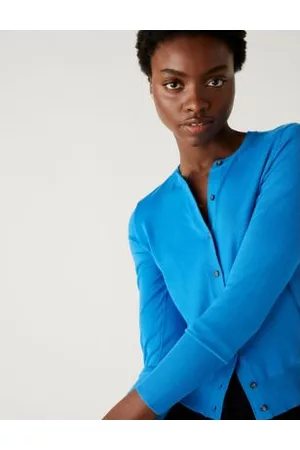 Marks & Spencer Women Sweatshirts - Crew Neck Button Front Cardigan