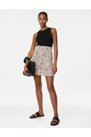 Marks & Spencer Women Party Dresses - Pure Cotton Printed Mini Tiered Skirt