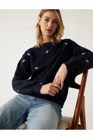 Marks & Spencer Women Sweatshirts - Cotton Rich Embroidered Sweatshirt