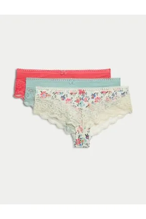 3pk Lace Trim Brazilian Knickers