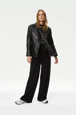 Marks & Spencer Womens Crepe Elasticated Waist Wide Leg Trousers