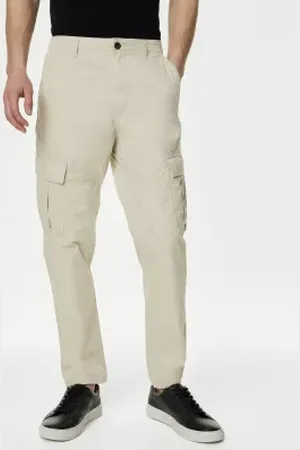 Marks & Spencer Mens Tapered Fit Pure Cotton Lightweight Cargo Trousers