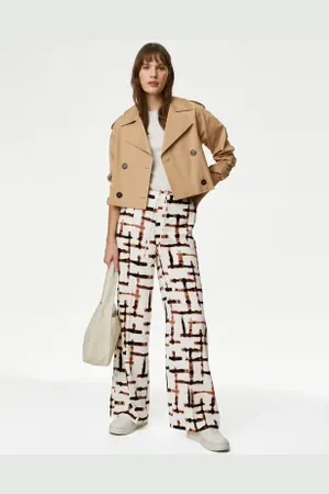 Marks & Spencer Womens Printed Drawstring Wide Leg Trousers
