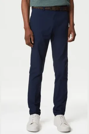 Marks & Spencer Mens Slim Fit Textured Belted Chinos