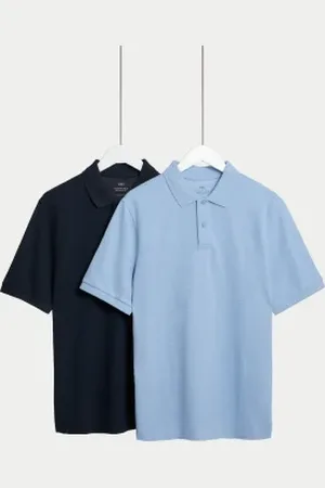 Marks & Spencer Mens 2 Pack Pure Cotton Polo Shirts
