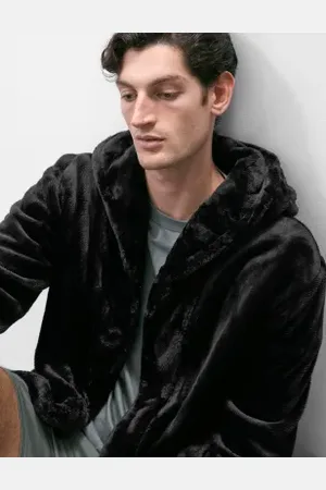 Autograph Mens Fleece Supersoft Hooded Dressing Gown