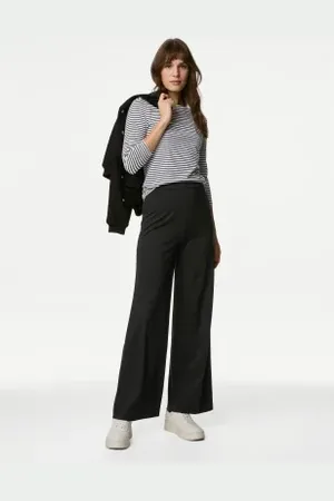 Marks & Spencer Womens Jersey Wide Leg Trousers with Stretch