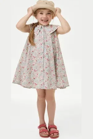 Marks & Spencer Girls Pure Cotton Floral Dress (2-8 Yrs)