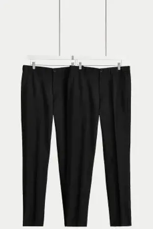 Marks & Spencer Mens 2pk Slim Fit Active Waist Trousers