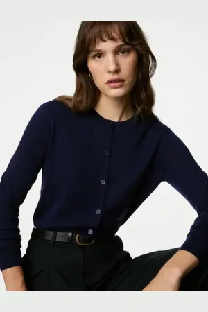 Marks & Spencer Womens Pure Merino Wool Crew Neck Cardigan