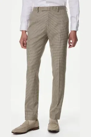 Marks & Spencer Mens Slim Fit Puppytooth Check Trousers